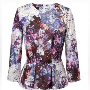 Like new H&M Red and Purple Peplum Graphic Blouse